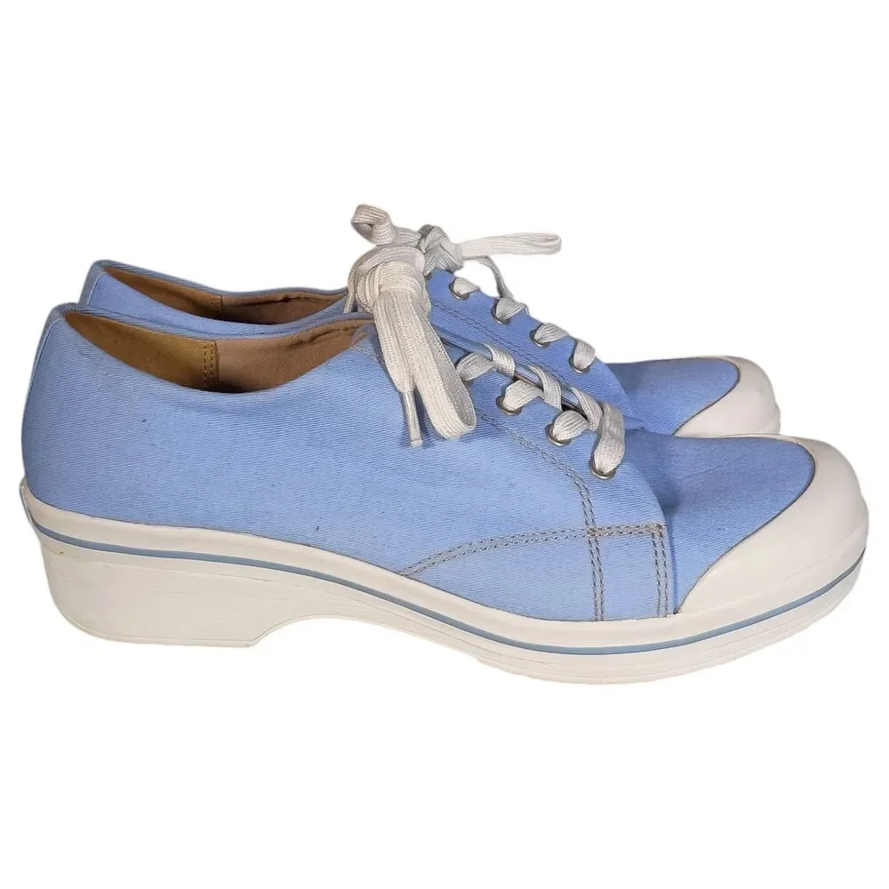 Dansko Veda Vegan Canvas Slip Resistant Platform Sneaker Clog Blue Women 11.5-12